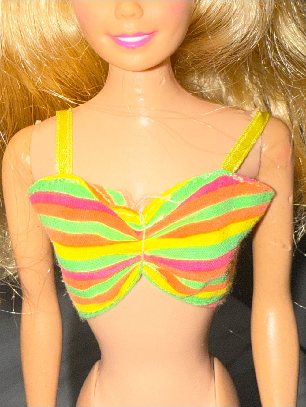 Barbie Mattel yellow striped tube tank top
